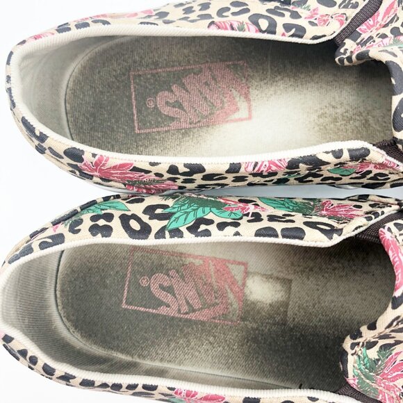 VANS Asher Palm Leopard Print Floral Slip On Sneakers Womens 8.5 - Picture 7 of 11